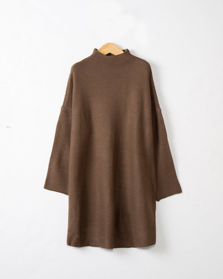 Damen Oversize Strick-Tunika mit kurzem Stehkragen und überschnittener Schulter Echo Archiv
