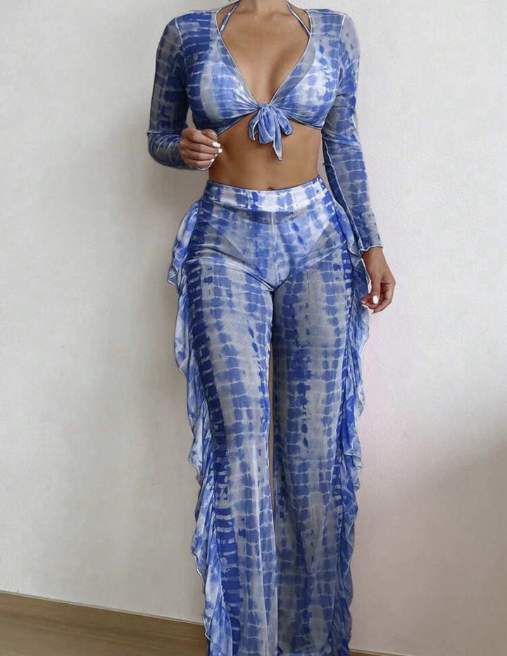 Damen Strandmode-Set mit verspieltem Wickeldesign und schimmernden Akzenten Echo Archiv