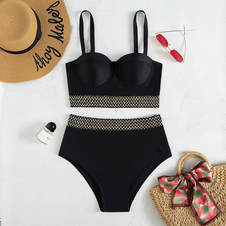 Damen Hochtaillierter Bikini mit elegantem Bustier und stylishen Akzenten Echo Archiv