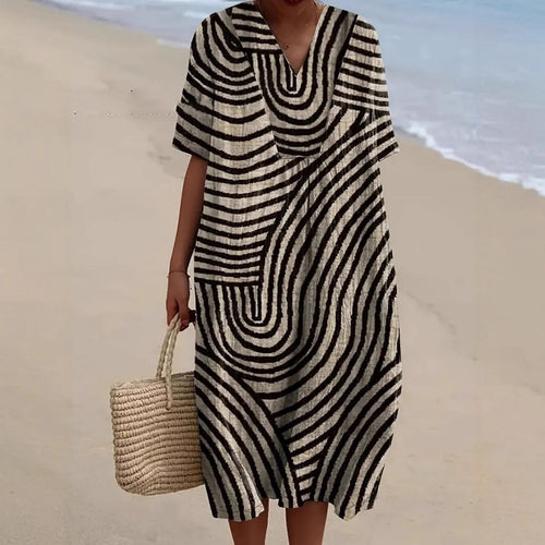 Damen Tunika-Kleid mit lässigem Streifenmuster und weit geschnittenem Design Echo Archiv
