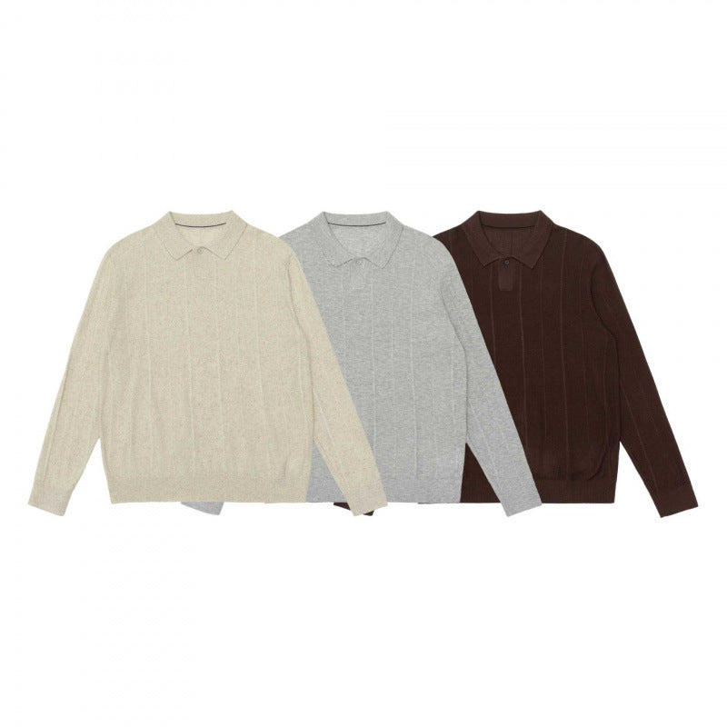 Herren Feinstrick-Poloshirt mit durchgehender Rippenstruktur und Hemdkragen Echo Archiv