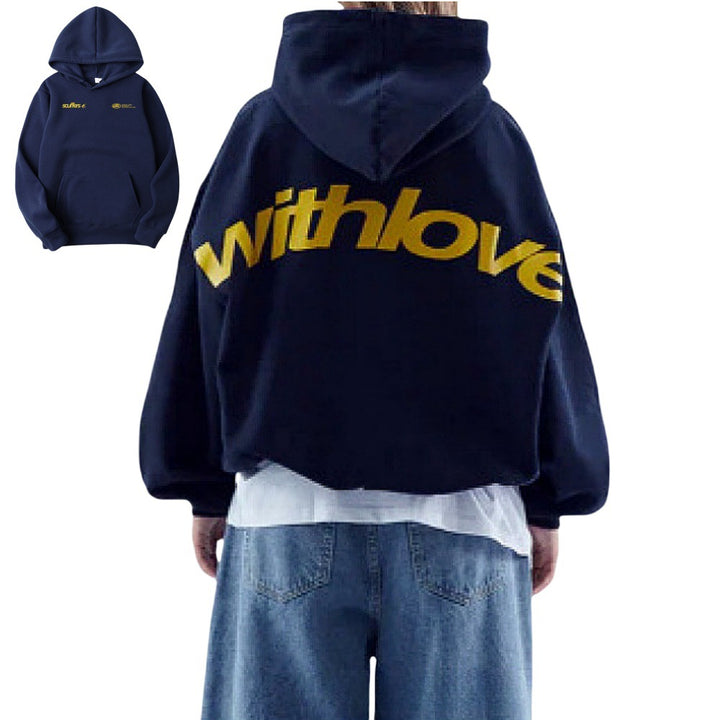 Unisex nan oversized Kapuzenpullover mit großflächigem Rückenprint, Kängurutasche und gerippten Bündchen Echo Archiv