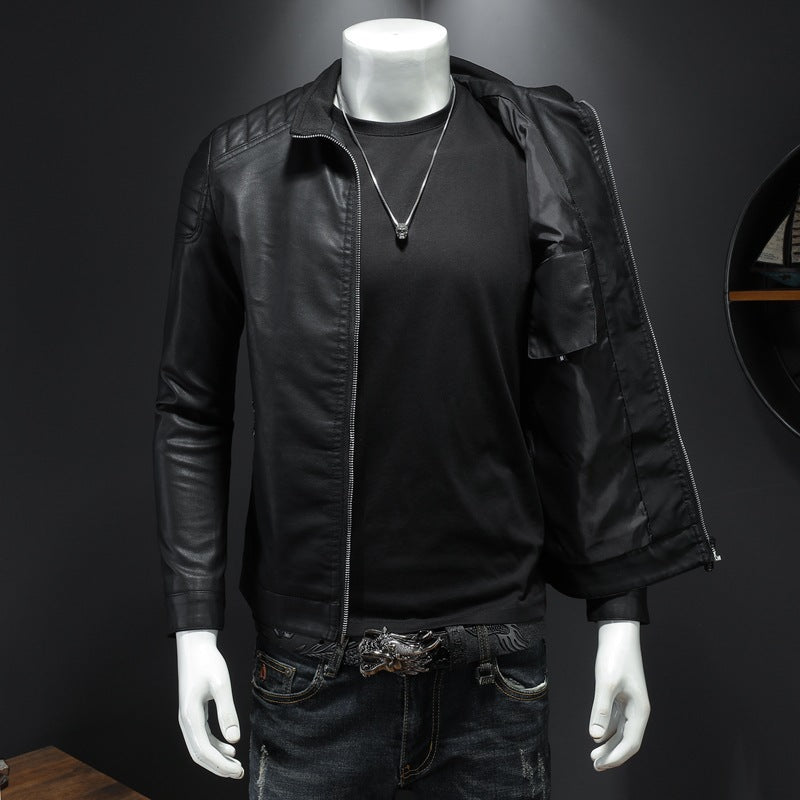 Herren Modische Lederjacke mit Steppdetails Echo Archiv