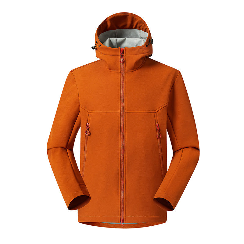 Herren Minimalistische Softshell-Hoodie mit atmungsaktiver Membran, verdeckten Reißverschlusstaschen und ergonomischem Schnitt Echo Archiv