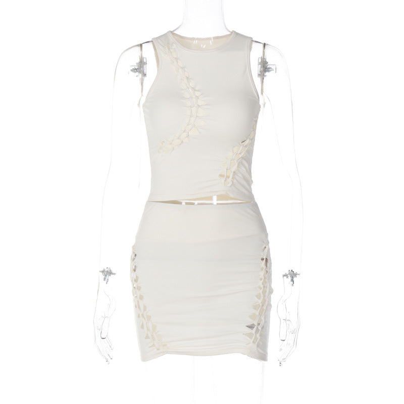 Damen Sportliches Crop-Top und Rock Set Echo Archiv