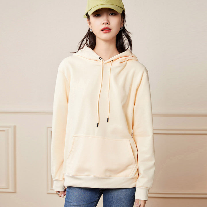 Damen Oversize-Kapuzenpullover aus Baumwoll-Mix mit Kängurutasche und gerippten Bündchen Echoarchiv