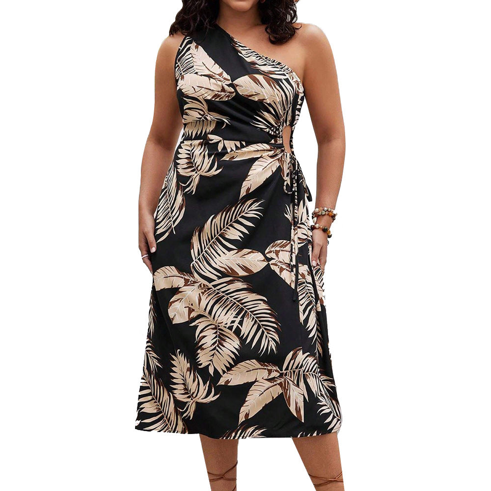 Damen asymmetrisches Strandkleid mit seitlichem Knoten Echo Archiv