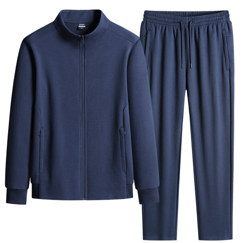 Herren Modernes Freizeit-Trainingsset aus Thermofleece mit Stehkragen‑Zipjacke & konischer Jogginghose Echoarchiv