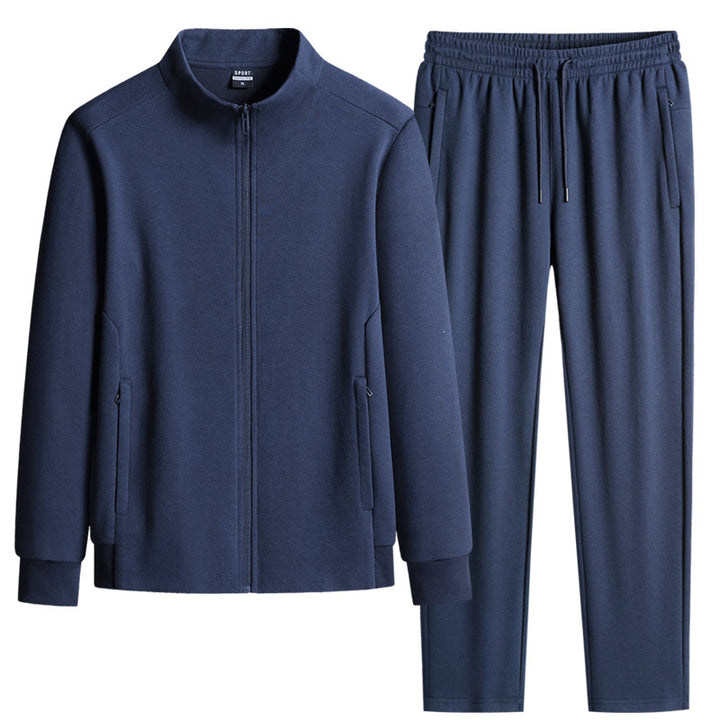 Herren Modernes Freizeit-Trainingsset aus Thermofleece mit Stehkragen‑Zipjacke & konischer Jogginghose Echoarchiv