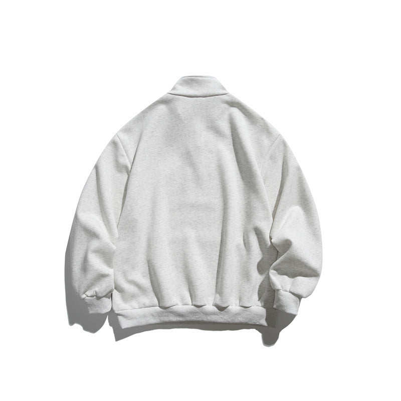 Unisex Oversize-Fleece-Halbzip-Sweatshirt mit Stehkragen und Kängurutasche Echoarchiv