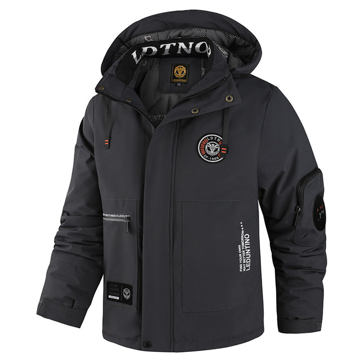 Herren nan winddichte gefütterte Fieldjacke mit Kapuze und multifunktionalen Reißverschlusstaschen Echo Archiv
