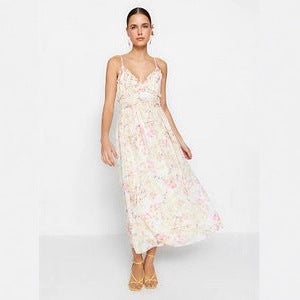 Damen Maxikleid mit floralen Mustern und fließendem Schnitt Echo Archiv
