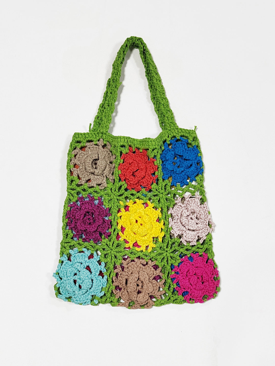 Damen gehäkelte Handtasche mit buntem Blumenmuster Echo Archiv