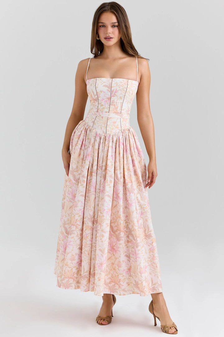 Damen nan tailliertes Maxikleid mit Korsettoberteil und feinen Spaghettiträgern Echo Archiv