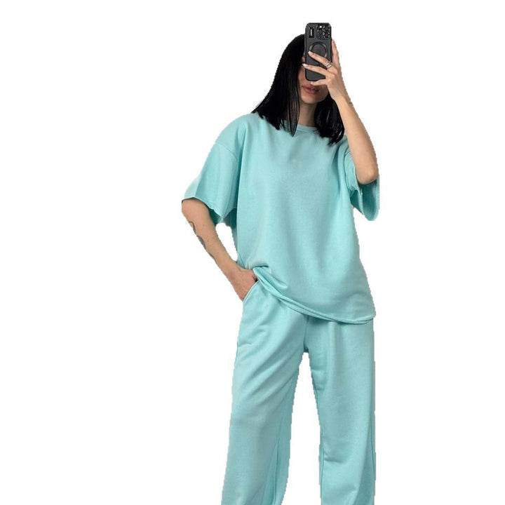 Damen weit geschnittenes Lounge Set mit weicher Sweatpants und boxy T Shirt – Élanora