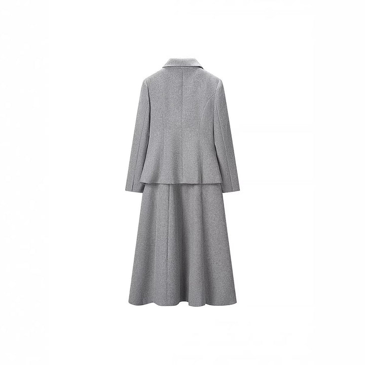 Damen Zweiteiliges Bouclé-Set Taillierter Peplum-Blazer und A-Linien-Midirock Echo Archiv
