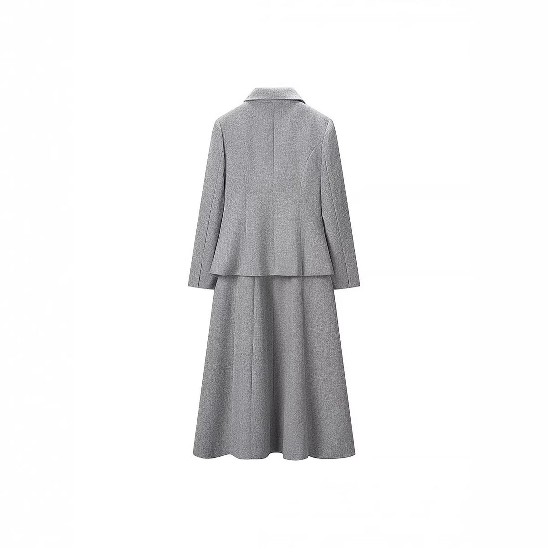 Damen Zweiteiliges Bouclé‑Tweed‑Set mit tailliertem Knopfblazer und ausgestelltem Midirock Echo Archiv