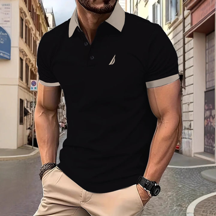 Herren Polohemd mit modernem Kragen-Design und atmungsaktiver Textur Echoarchiv