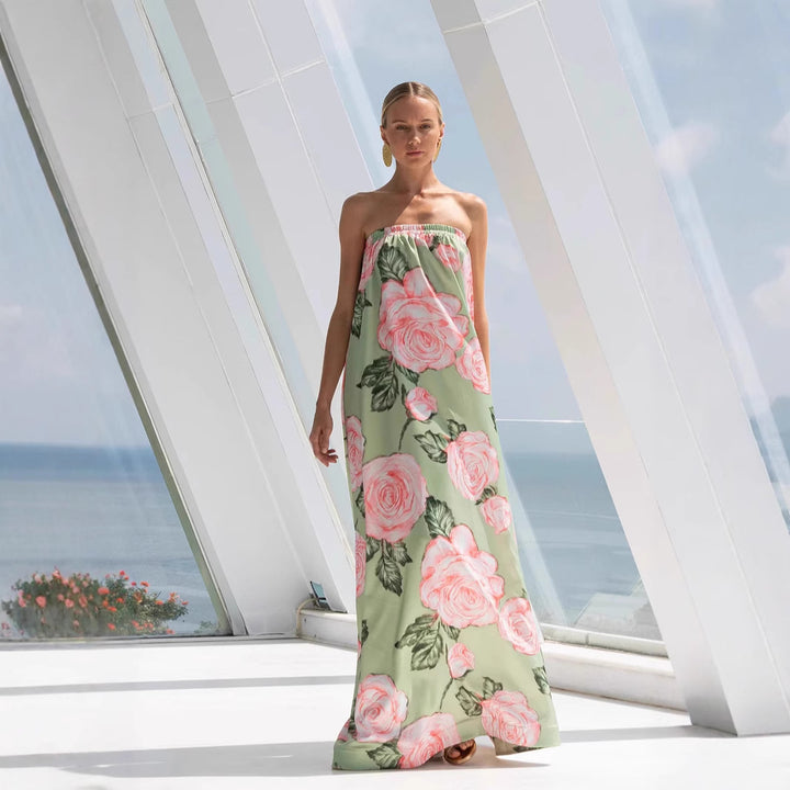 Damen Elegantes Maxikleid mit floralem Design und elastischem Oberteil Echo Archiv