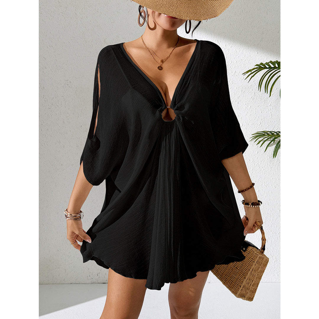 Damen Strandkleid mit tiefem V-Ausschnitt und lockerem Schnitt Echo Archiv