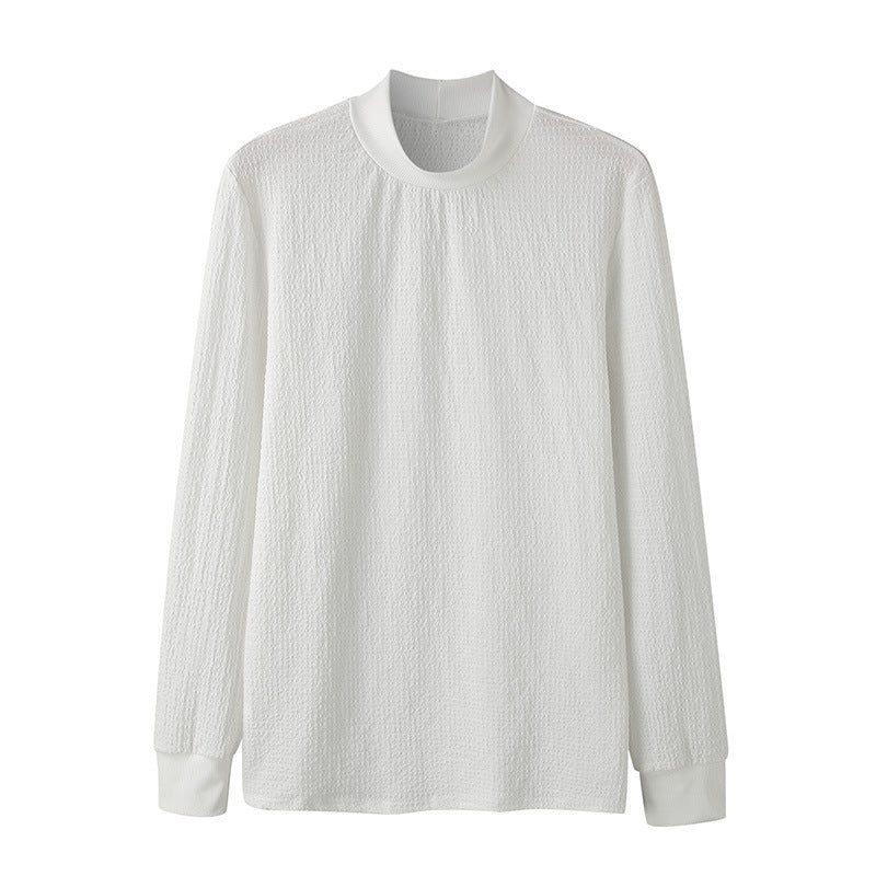 Unisex nan texturierter Waffelstrick-Pullover mit schmalem Stehkragen und Rippbündchen Echo Archiv