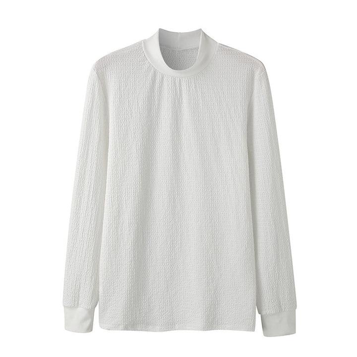 Unisex nan texturierter Waffelstrick-Pullover mit schmalem Stehkragen und Rippbündchen Echo Archiv