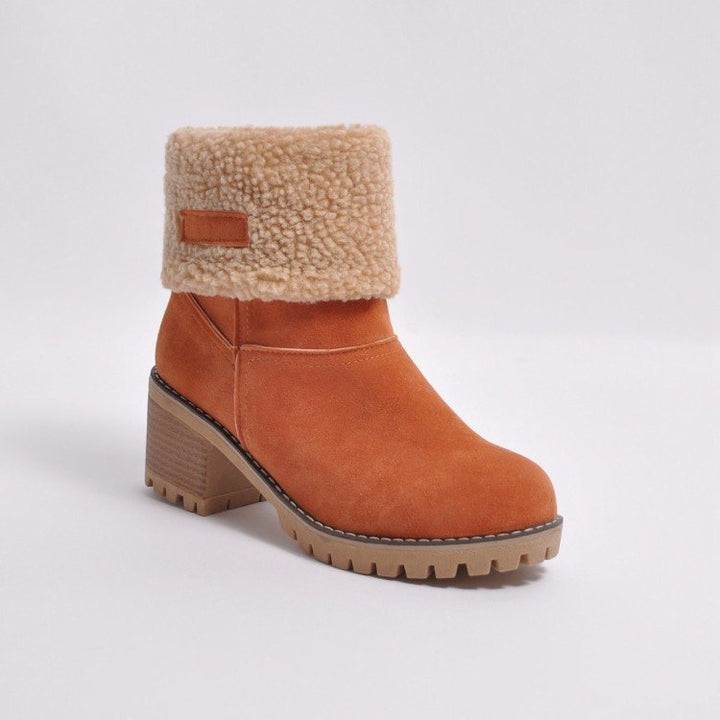 Damen nan gefütterte Kurzstiefelette mit Umschlag-Fellmanschette, Wildlederoptik und robuster Profilsohle Echo Archiv
