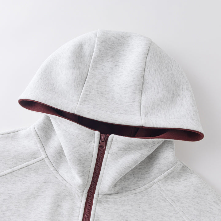 Herren Boxy-Kurz-Kapuzenjacke mit kontrastiertem Futter und durchgehendem Reißverschluss Echoarchiv
