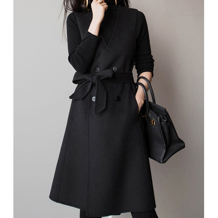 Damen Elegante Übergangsjacke mit Taillengürtel Echoarchiv