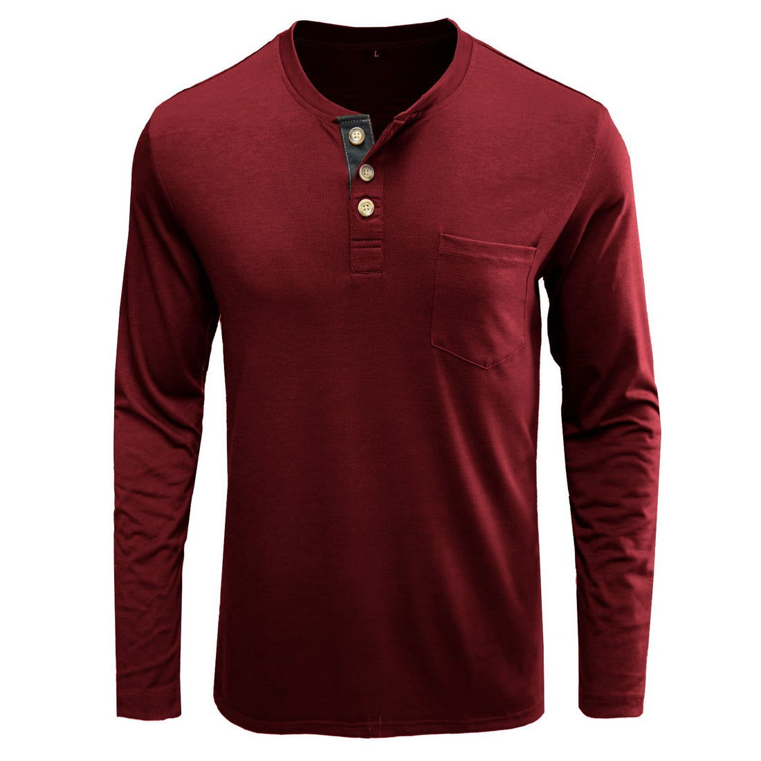Herren Langarmshirt mit modernem Henley-Kragen und Brusttasche – Arvello