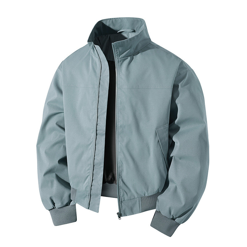 Herren kurz geschnittener Blouson mit Stehkragen und geripptem Saum – Taviero