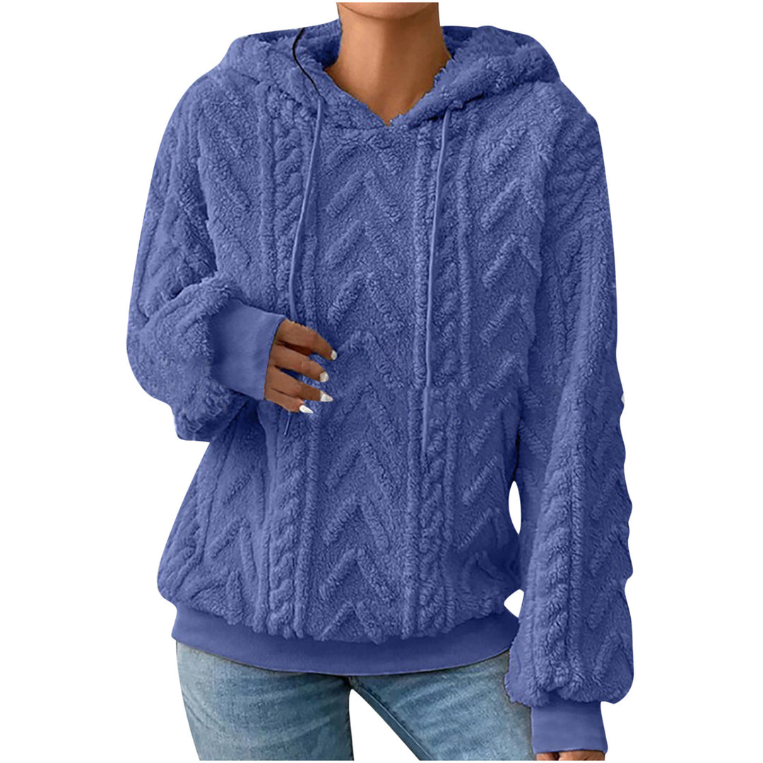 Damen nan kuscheliger Kapuzenpullover mit Zopfmuster Eingrifftaschen und Rippbündchen Echo Archiv