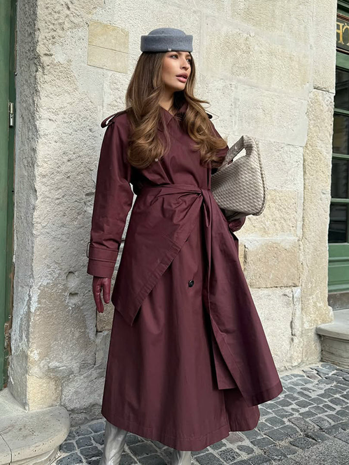 Damen Midilanger Trenchcoat mit ponchoartigem Cape-Überwurf & kastiger Silhouette Echoarchiv
