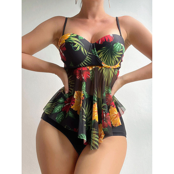 Damen Badeanzug mit Volants und floralem Print Echo Archiv