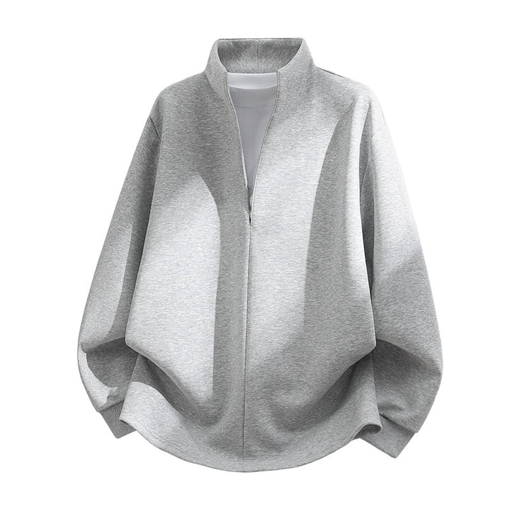 Unisex Oversize-Sweatshirt mit Stehkragen, halber Öffnung und abgerundetem Saum Echoarchiv