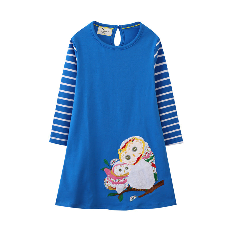 Mädchen Freizeitkleid mit niedlichem Eulenmotiv Echo Archiv