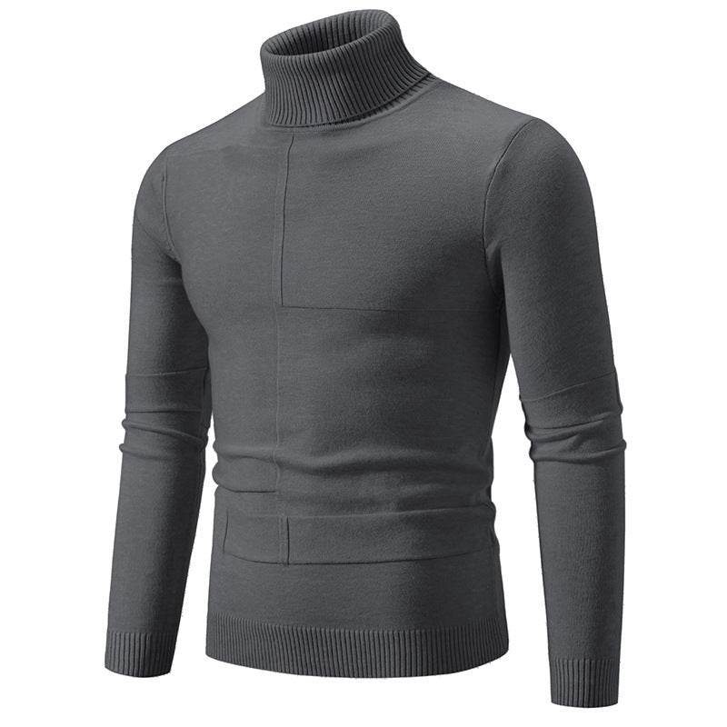 Herren eleganter Rollkragenpullover mit modernem Zopfmuster Echoarchiv
