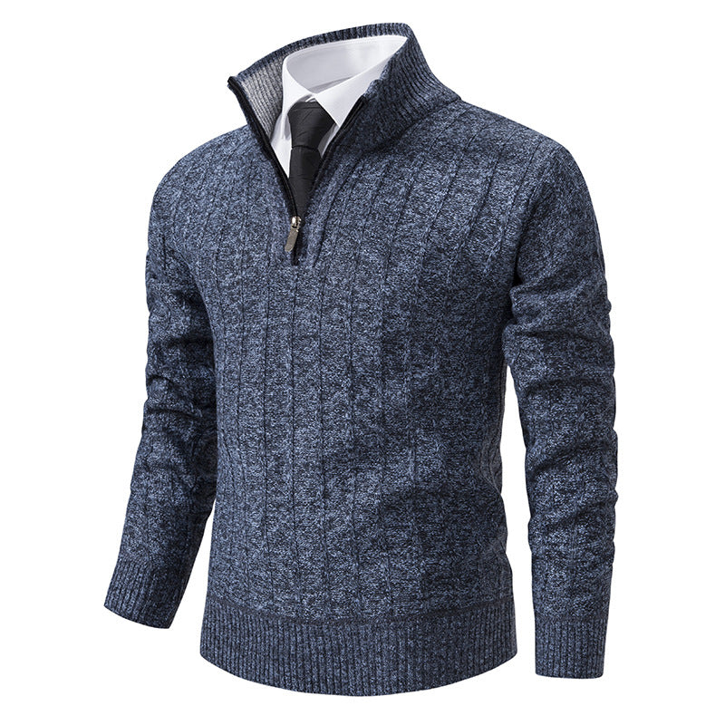 Herren nan Halbzip-Strickpullover mit strukturierter Zopfoptik, wärmendem Stehkragen und schmaler Silhouette Echo Archiv