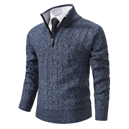 Herren nan Halbzip-Strickpullover mit strukturierter Zopfoptik, wärmendem Stehkragen und schmaler Silhouette Echo Archiv