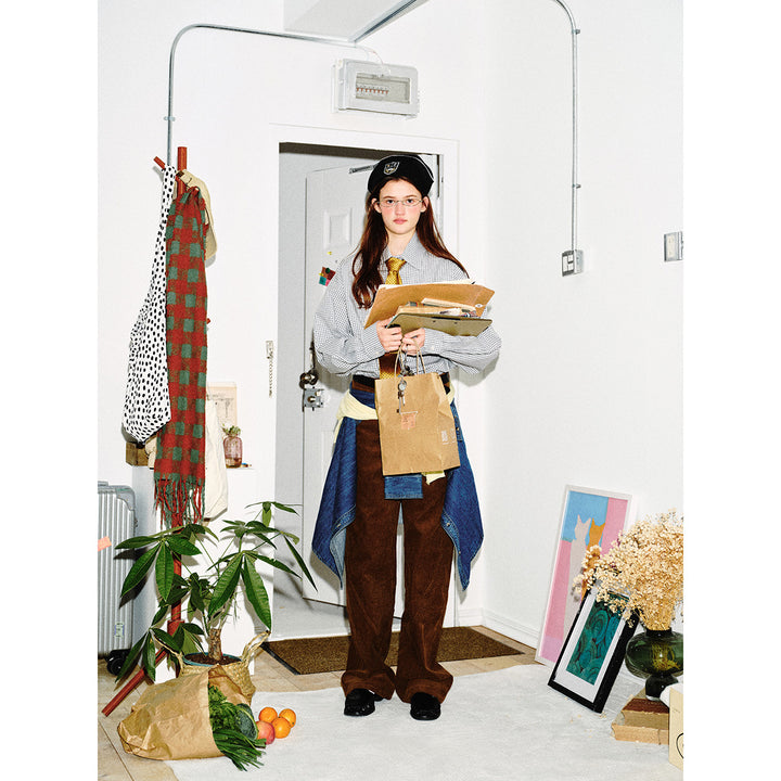 Unisex Oversized Karo-Hemd im Relaxed-Fit mit abgerundetem Saum Echoarchiv