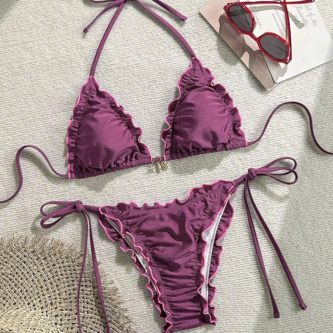 Damen Triangel-Bikini mit Rüschendesign und verstellbaren Trägern – Maréssa