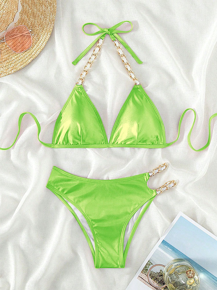 Damen Triangel-Bikini mit goldenen Kettendetails Echo Archiv
