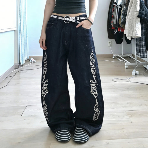 Damen Weiter Jeans mit eleganten Kunstwerken Echo Archiv