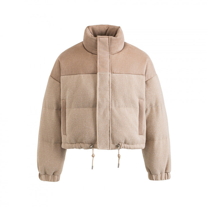 Damen Kurze gesteppte Stehkragenjacke mit Kordelzug, Waffelstruktur und Boxy‑Silhouette Echo Archiv