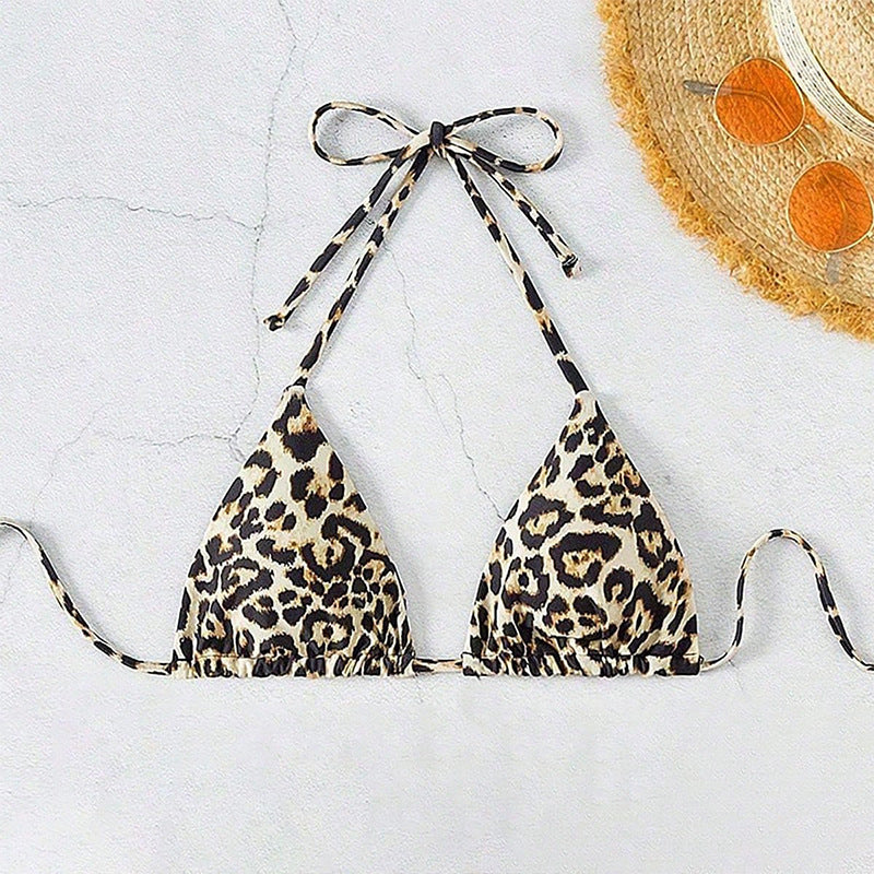 Damen Triangel-Bikini mit modischem Leopardenmuster und verstellbaren Trägern Echo Archiv