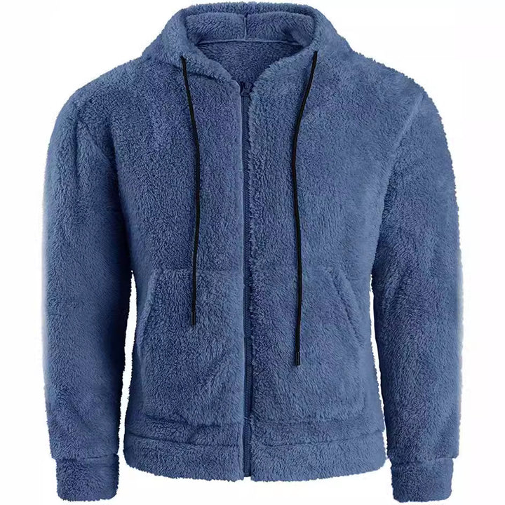 Herren nan Teddyplüsch Zip-Hoodie mit übergroßer Kapuze, verdecktem Reißverschluss und Eingrifftaschen Echo Archiv