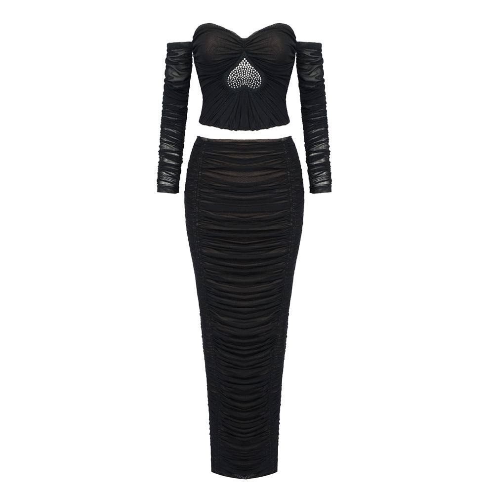 Damen Elegant geschnittenes 2-teiliges Set mit Rüschen und Herz-Ausschnitt Echo Archiv