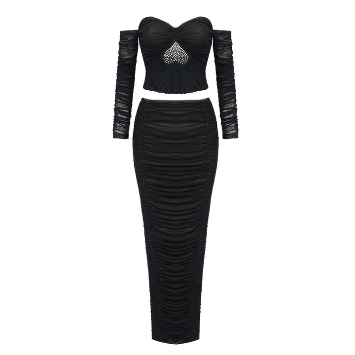 Damen Elegant geschnittenes 2-teiliges Set mit Rüschen und Herz-Ausschnitt Echo Archiv