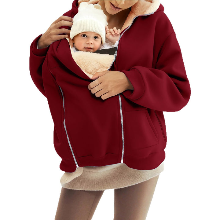 Damen nan Babytrage-Hoodie mit Teddyfutter und Zweiwege-Reißverschluss Echo Archiv