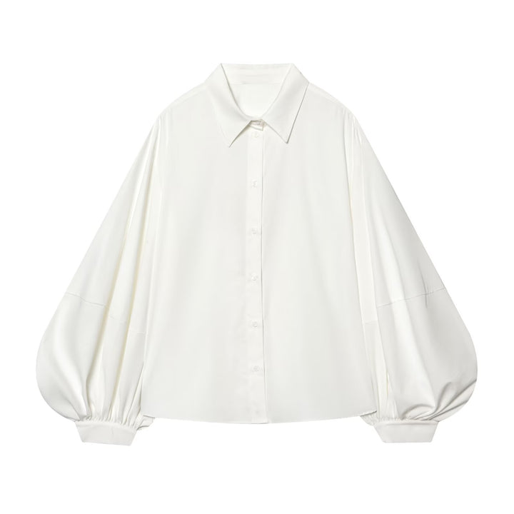 Damen weit geschnittene Oversize-Bluse mit Ballonärmeln und Hemdblusenkragen Echo Archiv